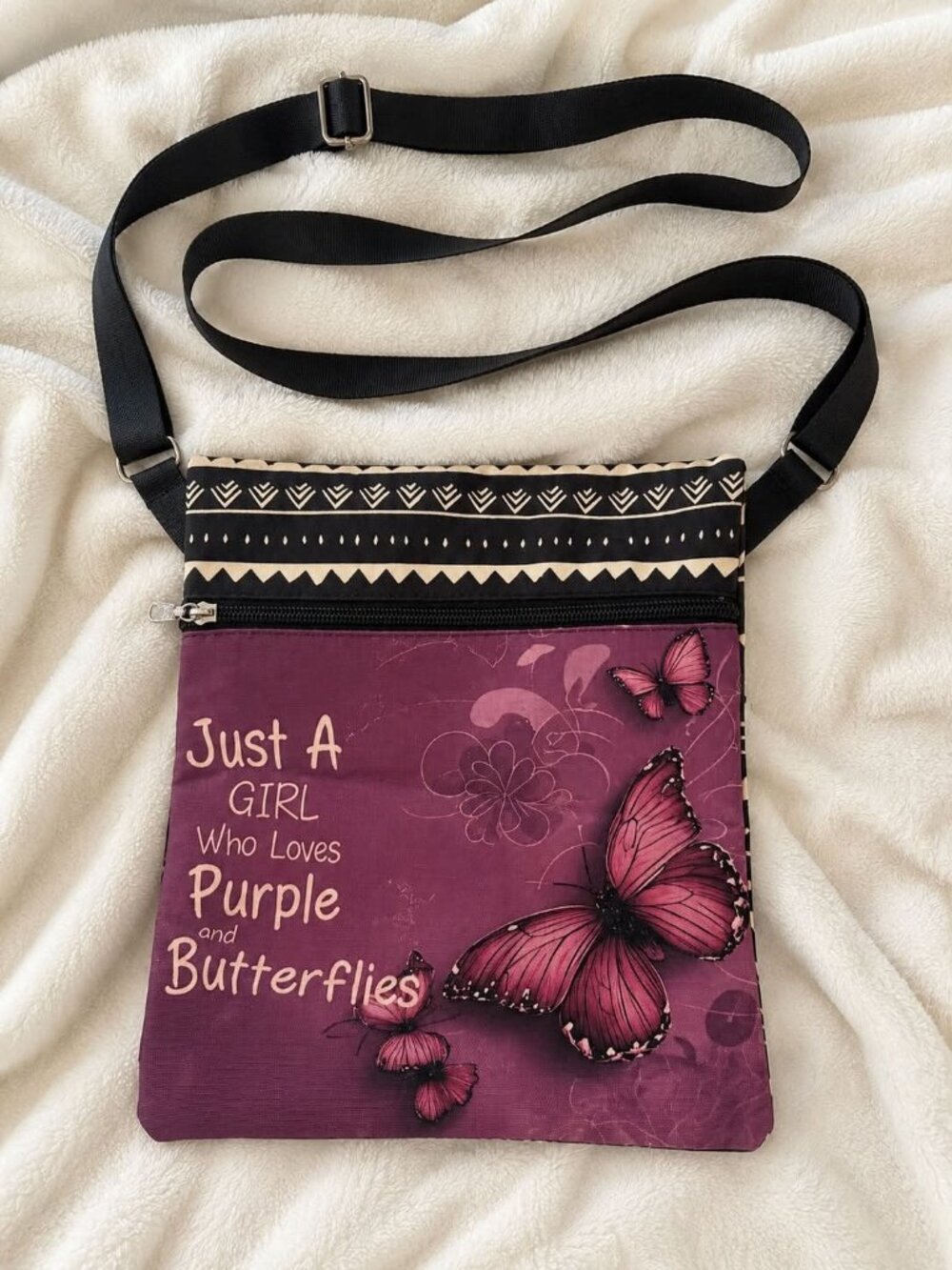 Purple Butterfly Crossbody Bag